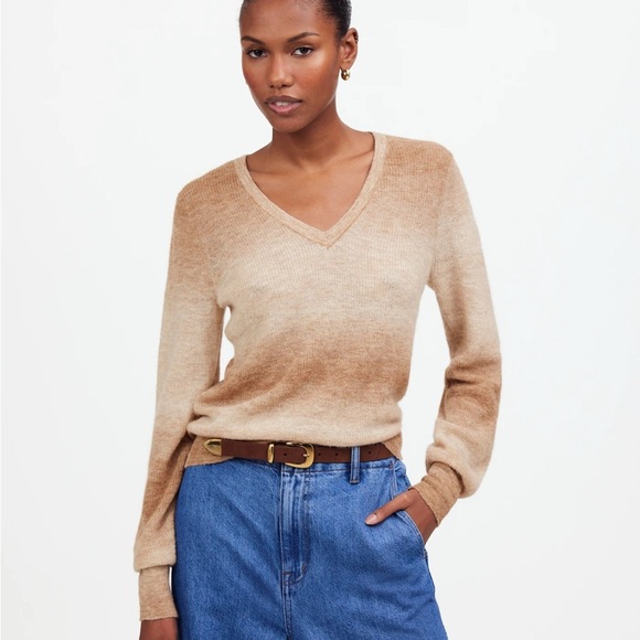 Madewell Gradient Beige V-Neck Women's Sweater sz small - Picture 1 of 9